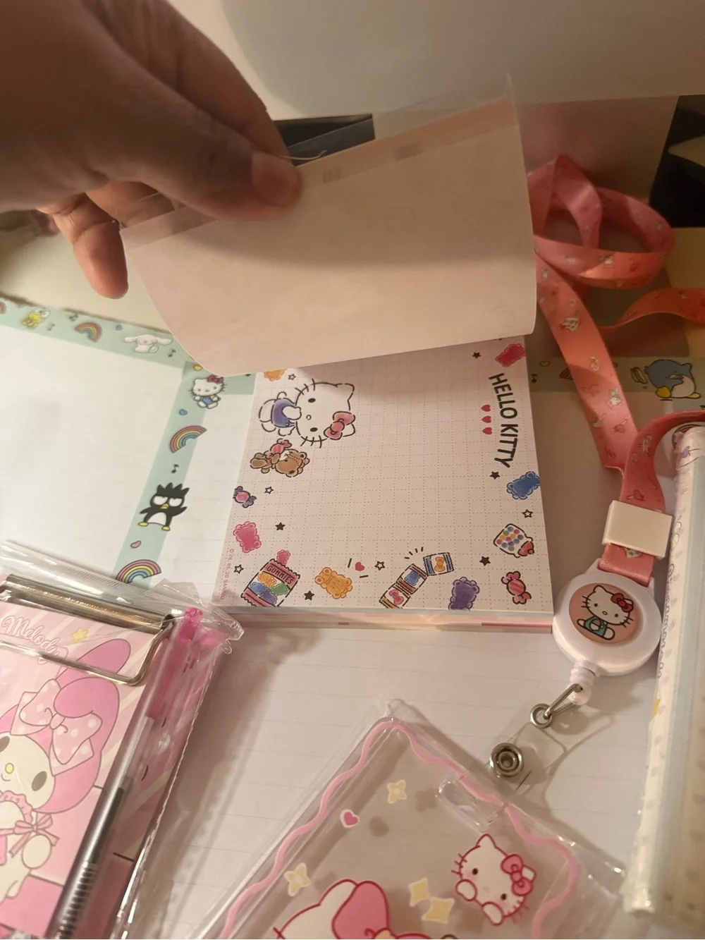 Hello Kitty Pink ID Card Lanyard Set with Clear Card Holder